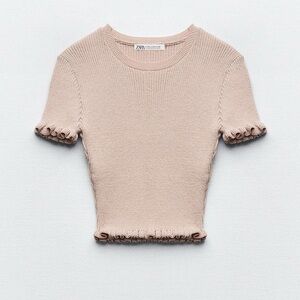 Zara light pink Knit Crop Top-Size Medium